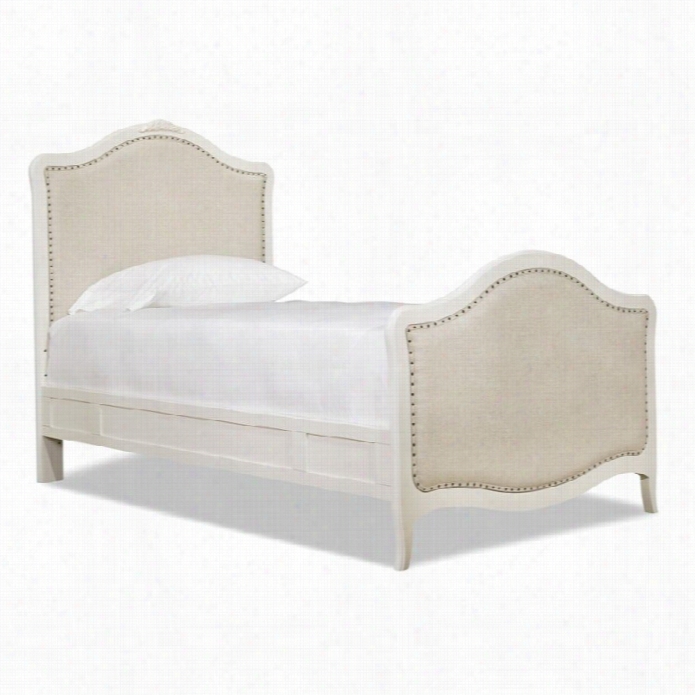 Smarrtstuff Genevive's Wood Upholstered Pabel Twin Bed In French White