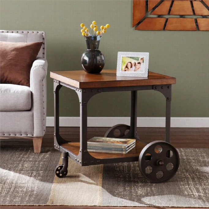 Southern Enterprises Owen Industrial Accent Table In  Oak