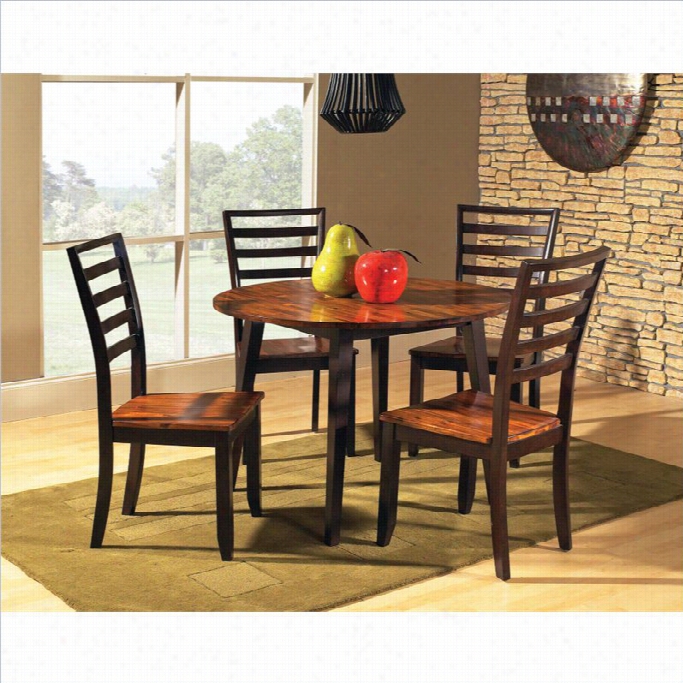 Steve Silver Abaco 5pc Round Dining Room Tabl Eset In Acacia