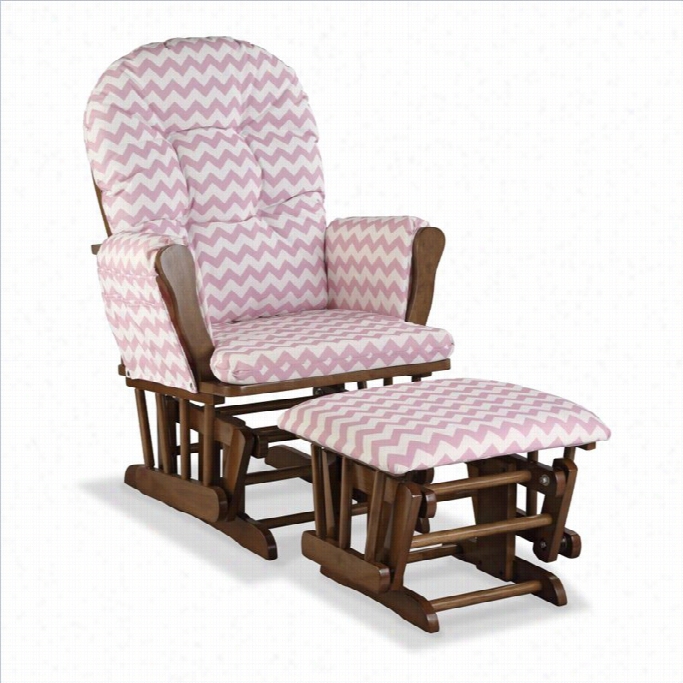 Stork Crafth Oop Custom Glider And Ottoman In Pink And Dove Brown