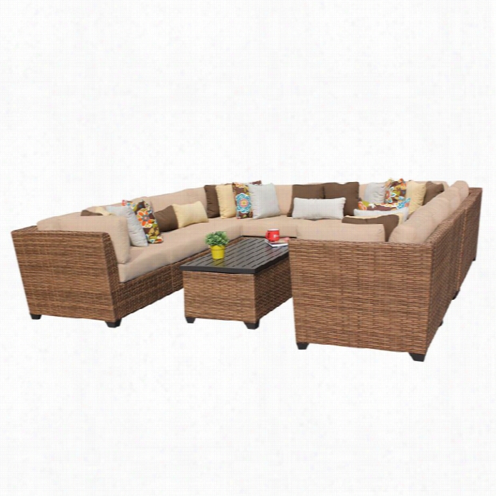 Tkc Laguna 11 Piece Outxoor Wicker Sofa Set In Wheat