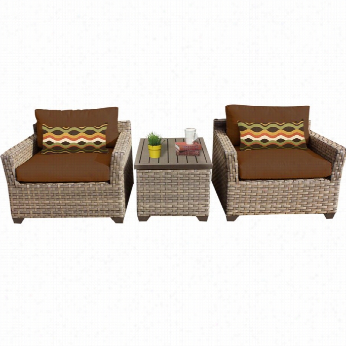Tkc Monterey 3 Piece Outdoor Wicker Sofa Set In Cocoa
