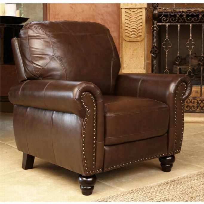 Abbyson Living Elm Leather Rec Liner In Brown