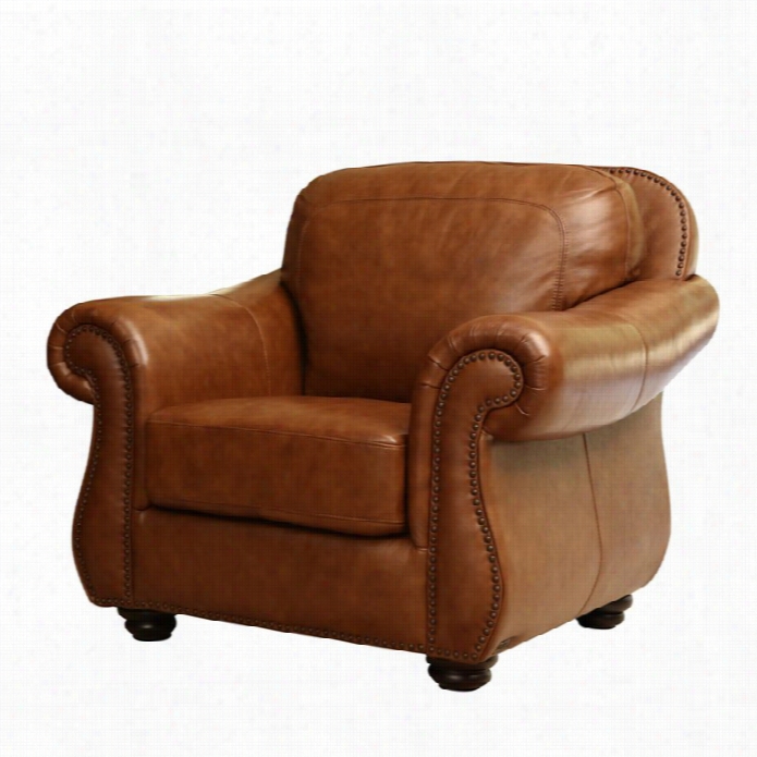 Abbyson Liivng Erickson Leather Accent Chair In Camel Brown