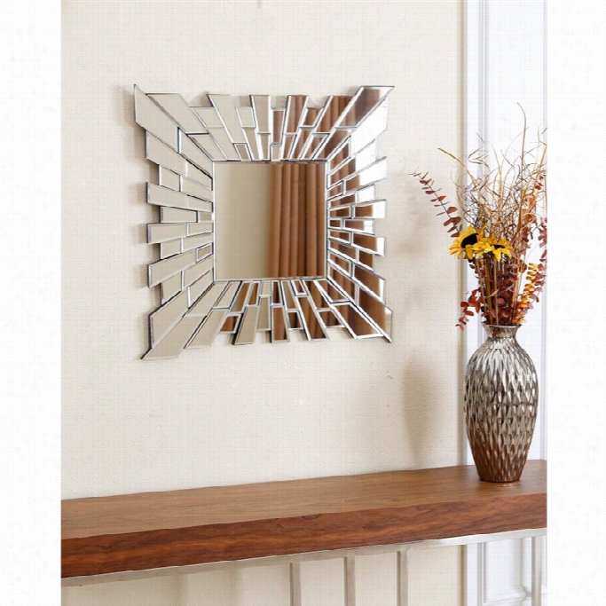 Abbyson Living Zama Glas S And Wood Mirror In Silver