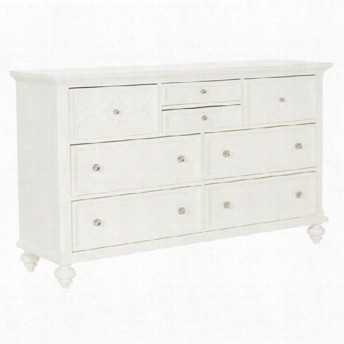 American Drew Lynn Shelter 8 Drawer Forest Dresser In White