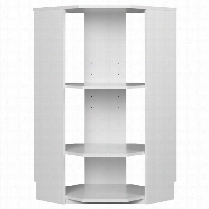 Ameriwooe Systembuild 3 Shel Corner Wwood Bookcase In White