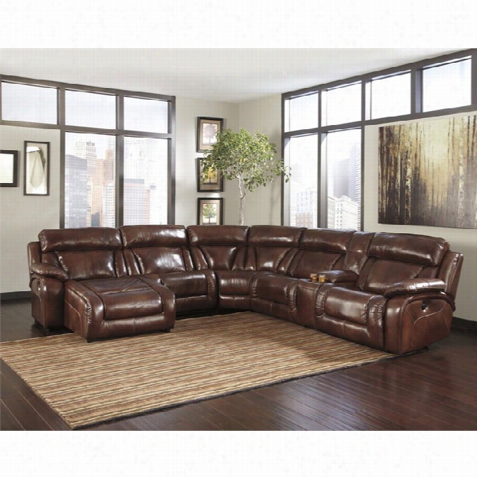 Ashley Furniture Elemen 5 Piece Leather Sectional In Harness