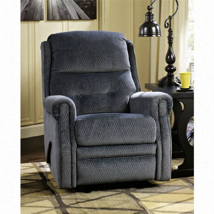 Ashley Meadowbark Fabric Glider Recliner In Navy