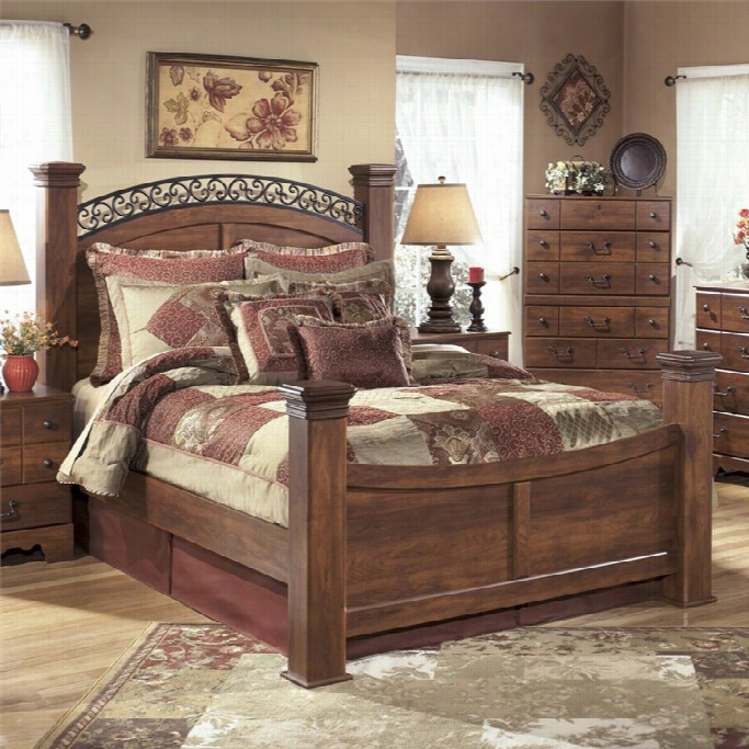 Ashley Timberline  Woo Ding Poster Panel Bed In Warm Brown