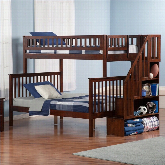 Atlantic Furniture Woodlands Taircase Bunkbed In Walnut-twin  Over Twin