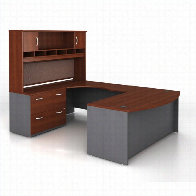 Bush Bbf Serkes C 4-piece U-shape Left-hand Computer Desk In Hansen Cherry