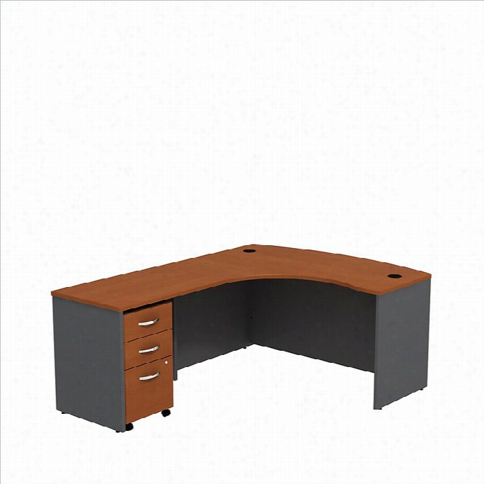 Bush Bbf Series C 60 Left 3 Drawer L-sahped Desk In Auburn Maple