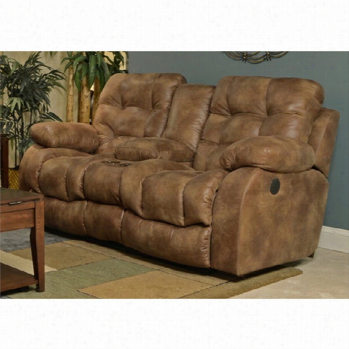 Catnappoer Watson Power Lay Flat Reclining Console Loveseat In Almond