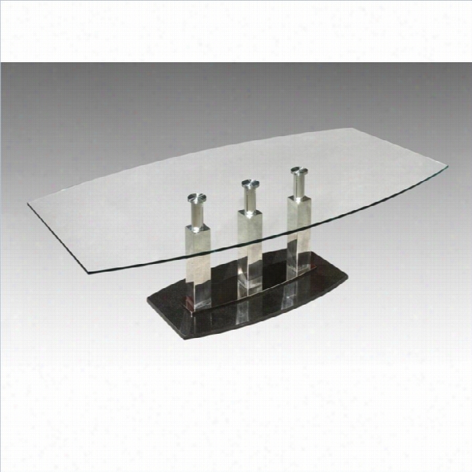 Chintaly Cilla Tempered Glass Cocktail Table In Stainless Case-harden