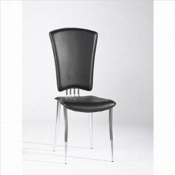 Chintaly Grand Modern Dining Chair In Black And Chrome