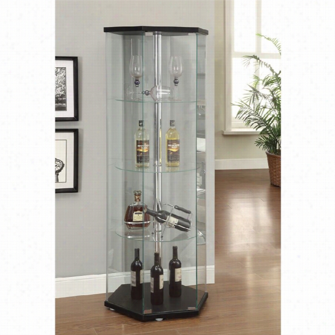 Coaster Hexagon Glass Curio Cabinet In Black