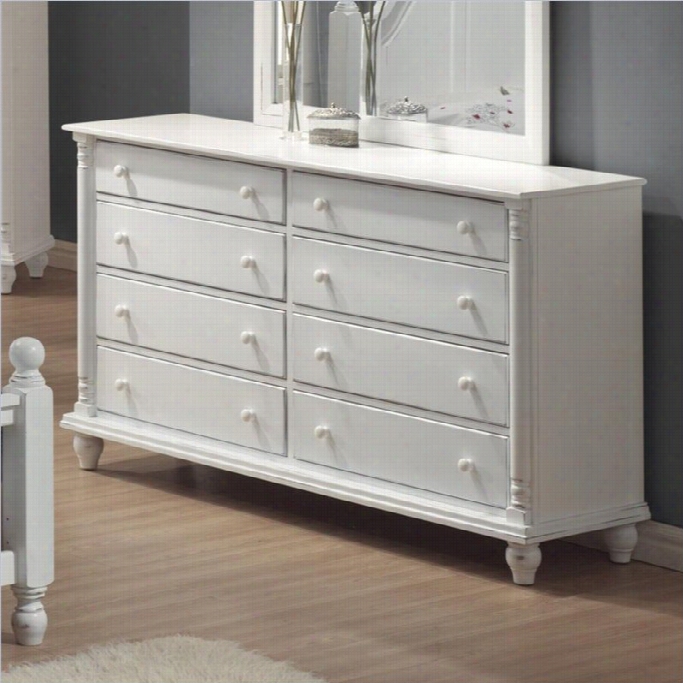 Coaster Kayla 8 Drawer Dresser In Ditsressed White Finish