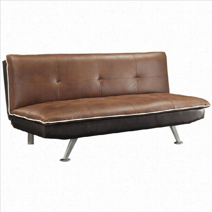 Coaster Microfiber Convetrible Armless  Sofa Bed In Chocolate Brown