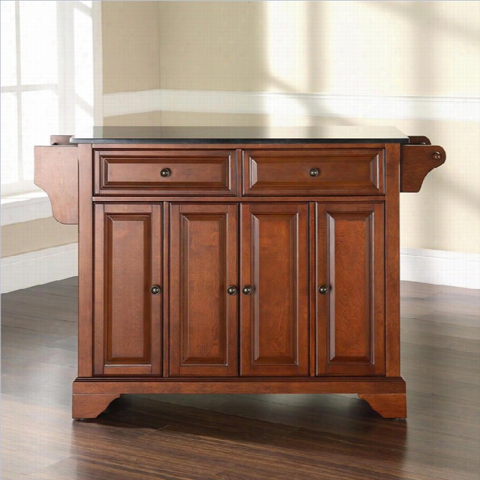 Crosley Furnituer Lafayette Solid Black Granitetop Kitchen Island In Classic Cherry Finish