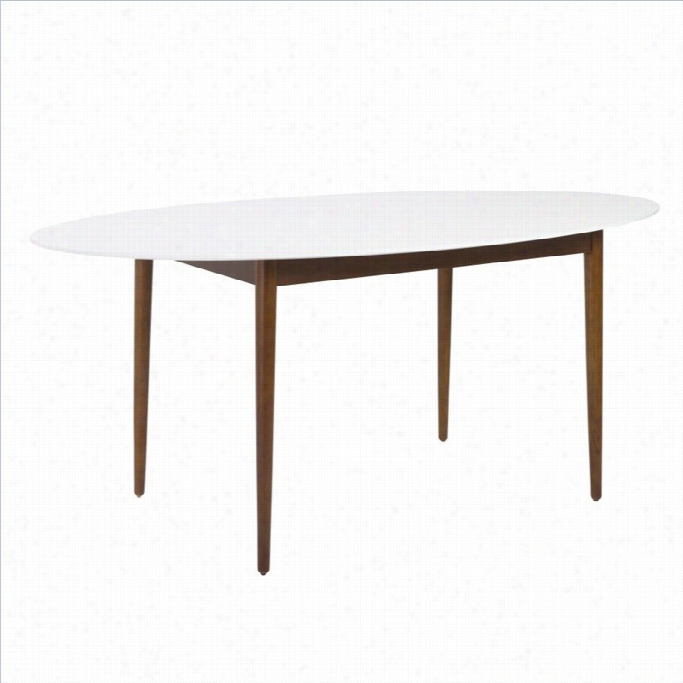 Eirsotyle Manon Oval Dining Table 63 In White And Dark Walnut