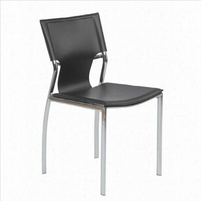 Eurostyle Vinnie Dining Chair In Black Leathre