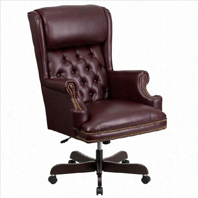 Flasy Furniutre Capital Bacck Upholstered Executvie Office Chair In Bugundy