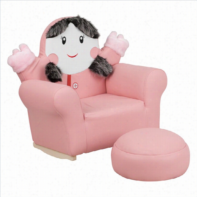 Flash Furniture Kids Little Girl Rocker Chair In Pink With Footrest