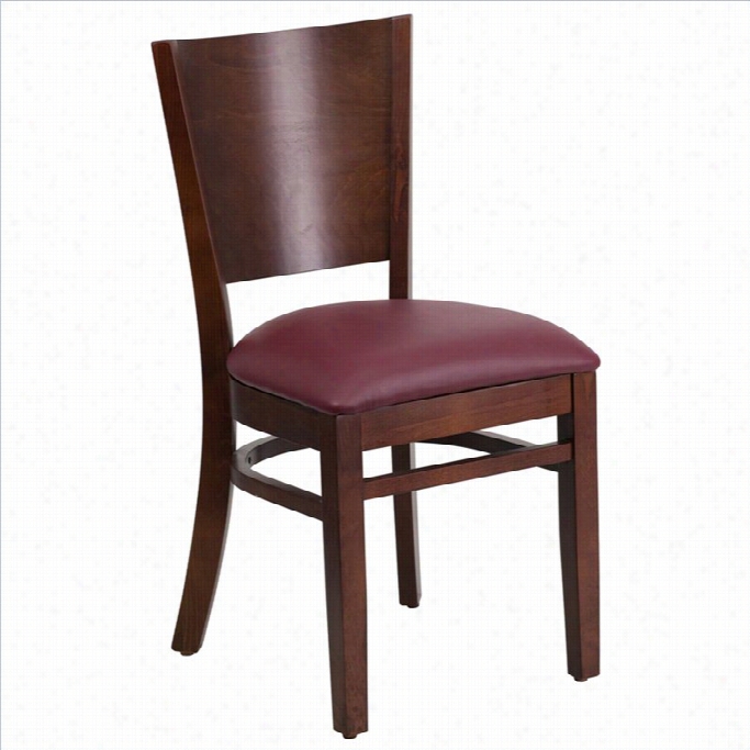 Flash Furniture Lacey Series Upholste Red Reestaurant Dining Chair In Walnut And Burgundy