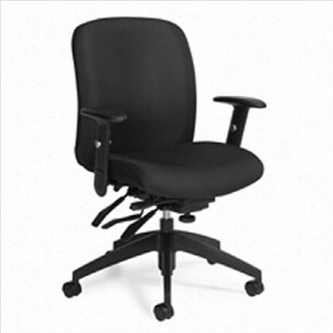 Golbal Trufom Medium Back Multi Tilter Office Chair With Arms In Ebony