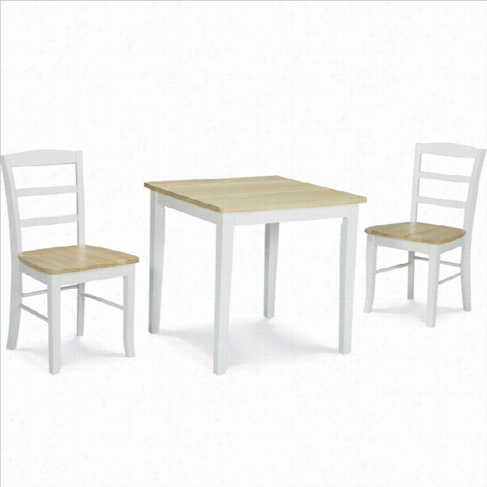 International Concept 3 Piece Square Dining Set In White And Natural