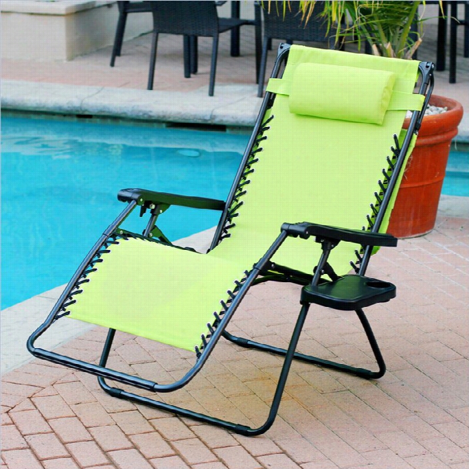 Jeco Oveersized Zero Gravity Chair With Sunshade Nd Drink Tray In Lime Green (set Of 2 Chaiirs)
