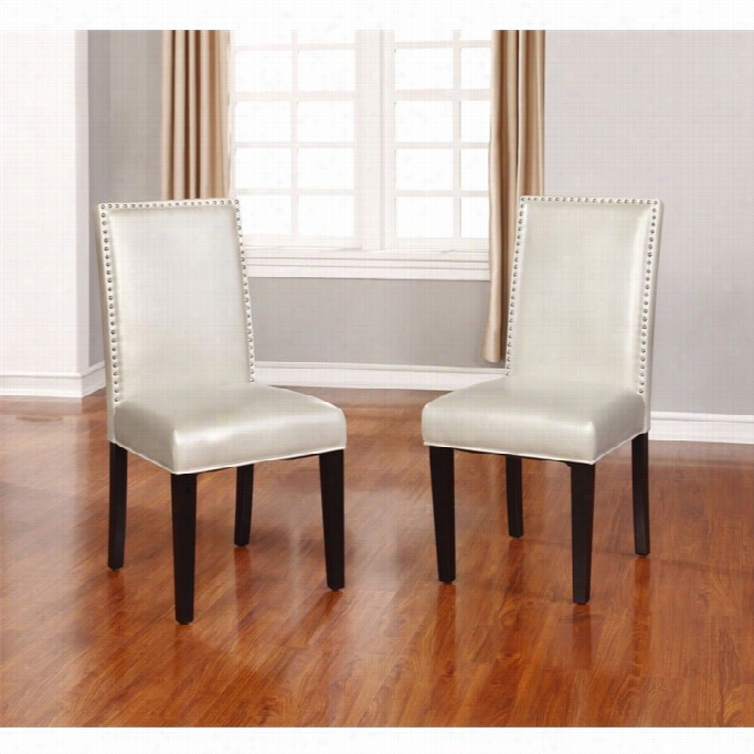 Linon St Ewart Dining Chair In Sizzle Pewger (set Of 2)