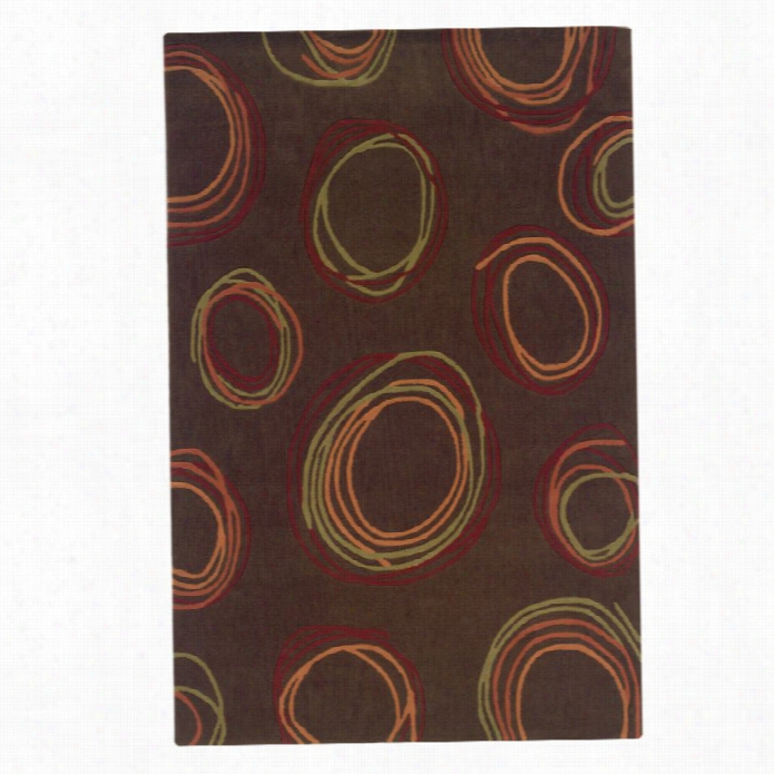 Linon  Trio 5' X 7' Hand Tufted Rug In Chocolate And Rust