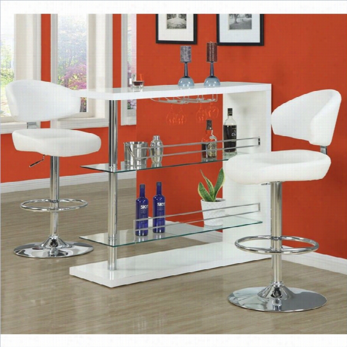 Mon Arch 28 Faux Leather Bar Stool In Chrome And Sleek White