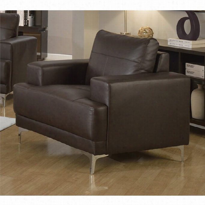 Monarch Leather  Accent Chair In Brown