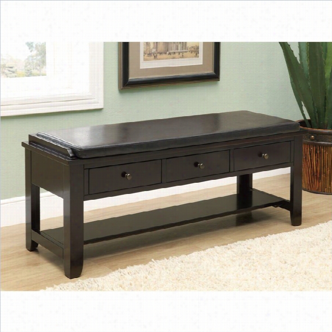 Monarch Real Wood 48 Bench With 3 Drawers In Cappuccino