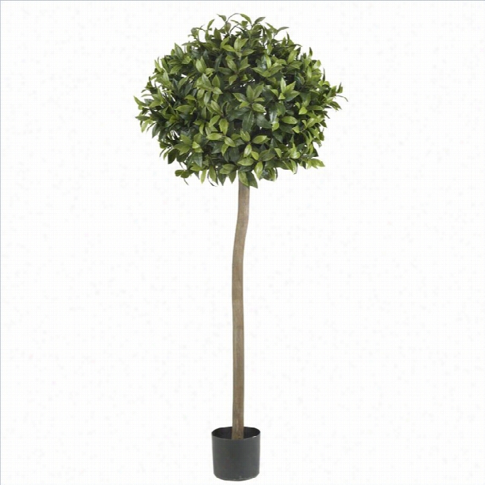 Nearlynatural 5' Sweet Bay Ball Topiary Silk Tree In Green