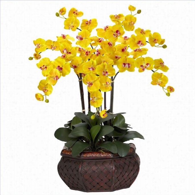 Nearly Natural Large Phalaenopsis Silk Flower Arrangement In Yellow