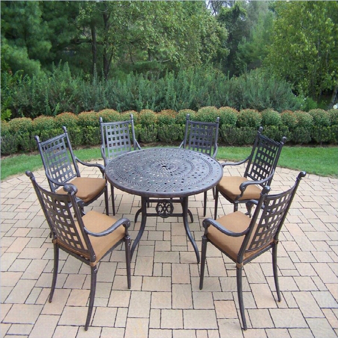 Oakland Living Belmont 7 Piece Metal Patio Dining Set In Aged