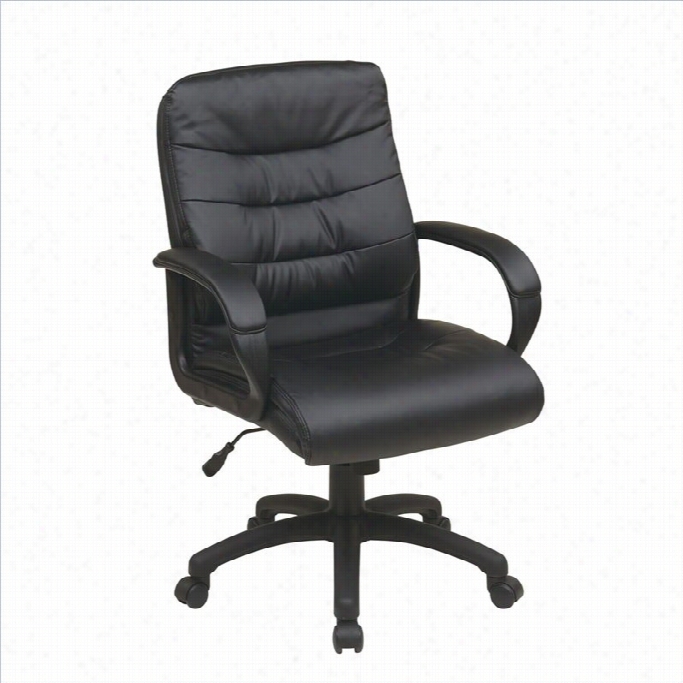 Office Star Lf Series Middle Back Faux Leather Executive Fofice Chair In Black