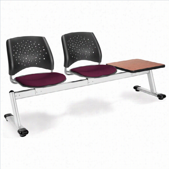 Ofm Star Beam Seating With 2 Seats And Table In Burgundy And Cherry