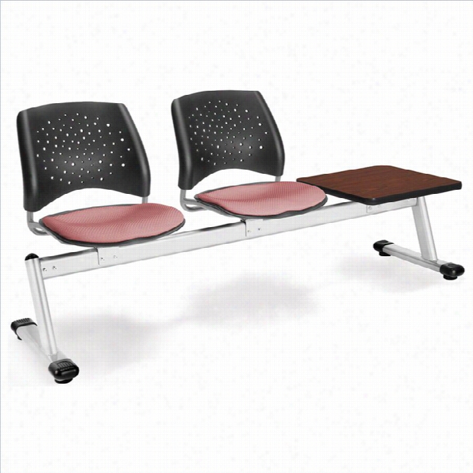 Ofm Star Beam Seating Wigh 2 S Etas And Table In Coral Pink And Amhogany