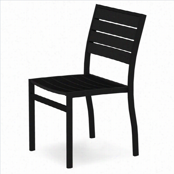 Polywood Euro Dining Side Chair In Textured Black And Wicked