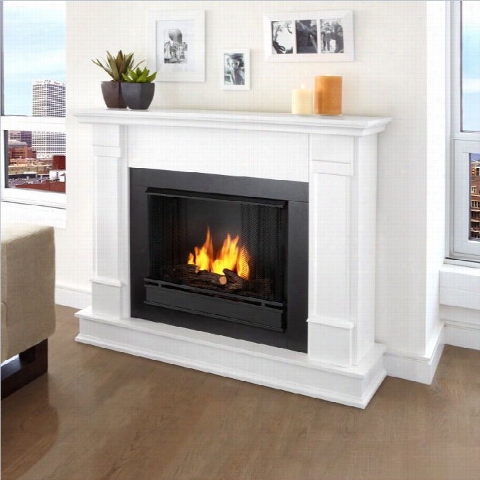 Real Flame Silverton Gel Fireplace In White Finish