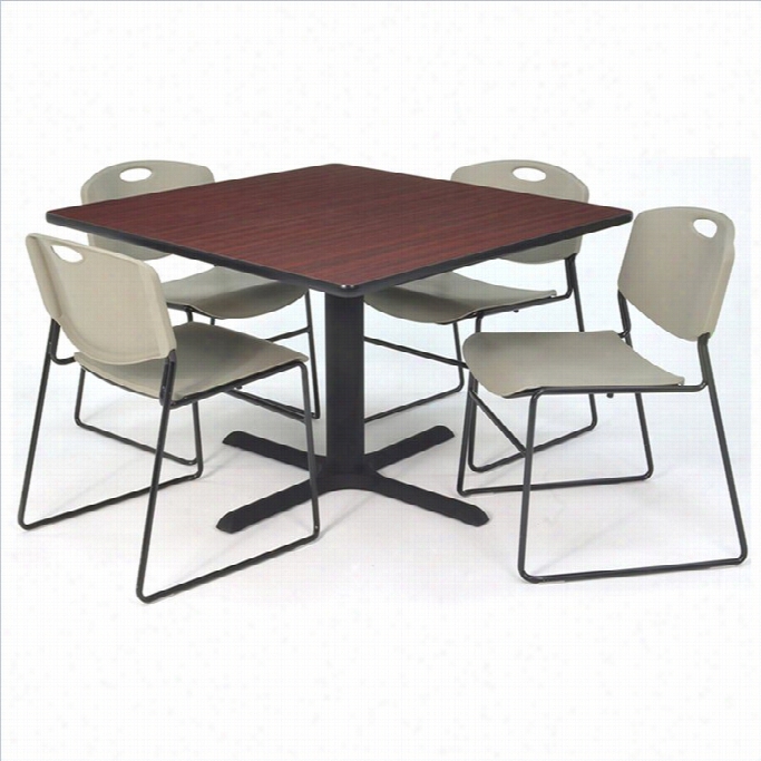 Regency Square Table With 4 Zeng Staack Chairs In Mahogany And Grey-30