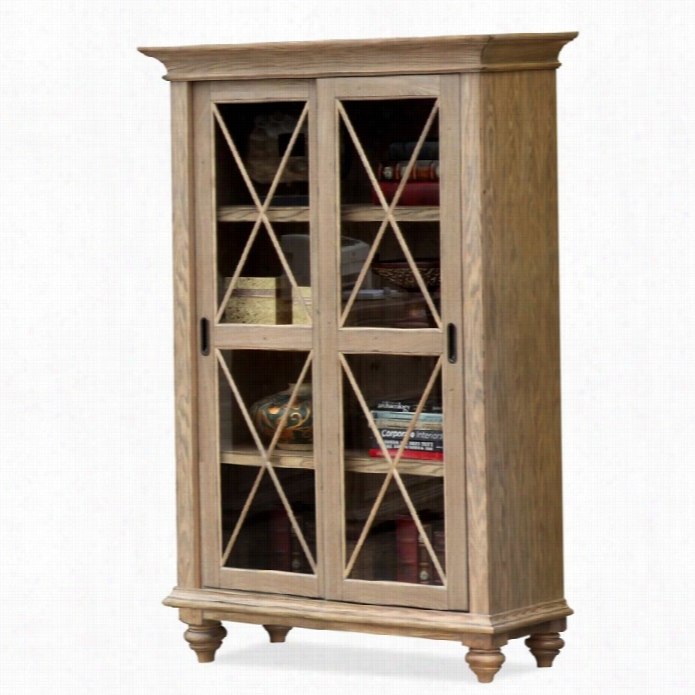 Riverside Fruniture Covventry Sliding Door Bookcase In Weathered Driftwod