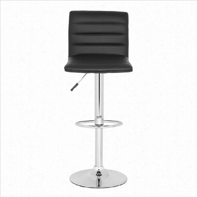 Safavieh Arissa 23.8-29.9 Chrome Steel Bar Stool In Black