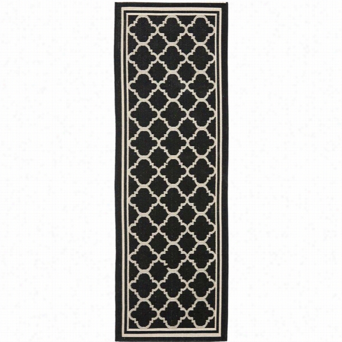 Safavieh Co Urtyard Black Indoor Outdoor Rug - Runner 2'3 X 22'