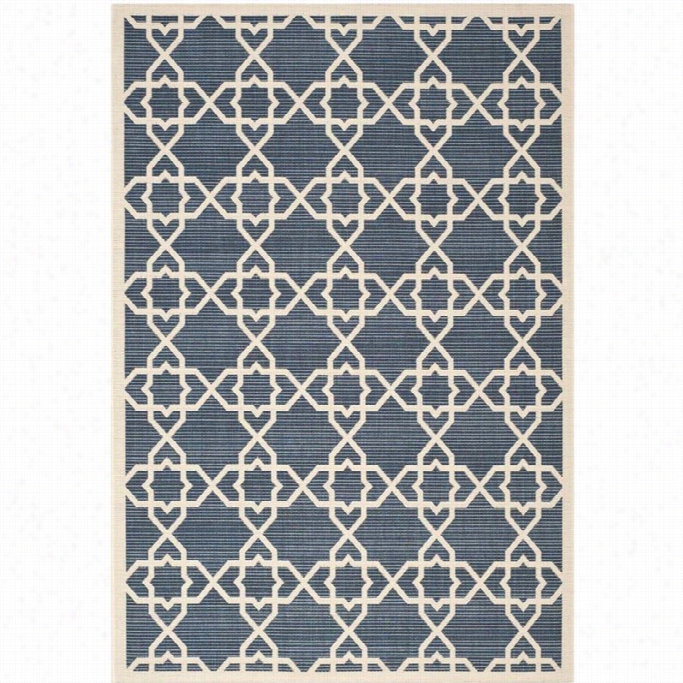 Sqfavieh C Ourtyard Polyproplyene Small Rectangle Rug Cy6032-268-4 In Navy And Beige